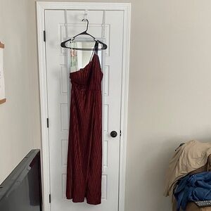 Lulu's Burgundy One-Shoulder Dress